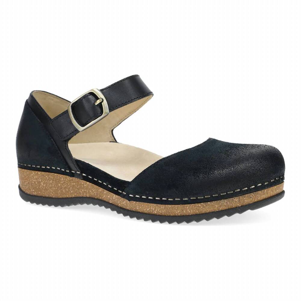NEW DANSKO women's mae sandal in black burnished suede